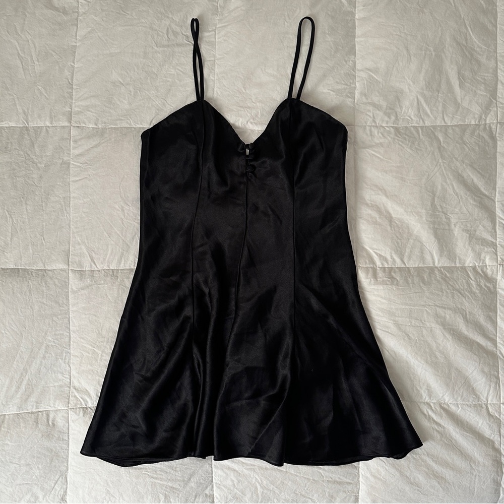 Vintage satin black mini slip dress